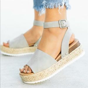 Gray Espadrille Sandals